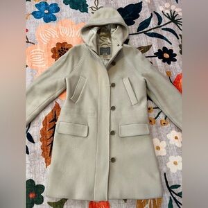 Like NEW J. Crew Women's Beige Hooded Coat - Italian Fabric